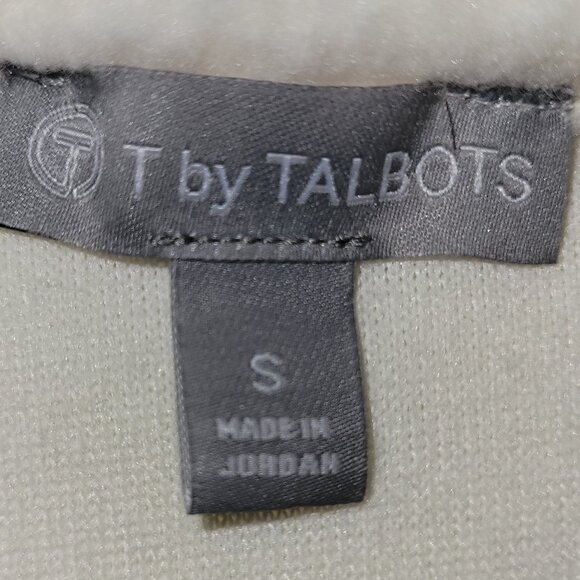 T by Talbots Cozy Sherpa Vest Ivory with Brown & Pink Trim Women's Size S - Picture 12 of 14